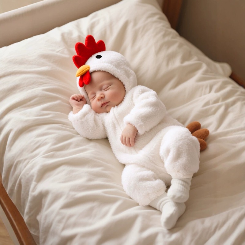Cotton Baby Onesies Zipper - بدلة رومبر بيضاء للأطفال حديثي الولادة