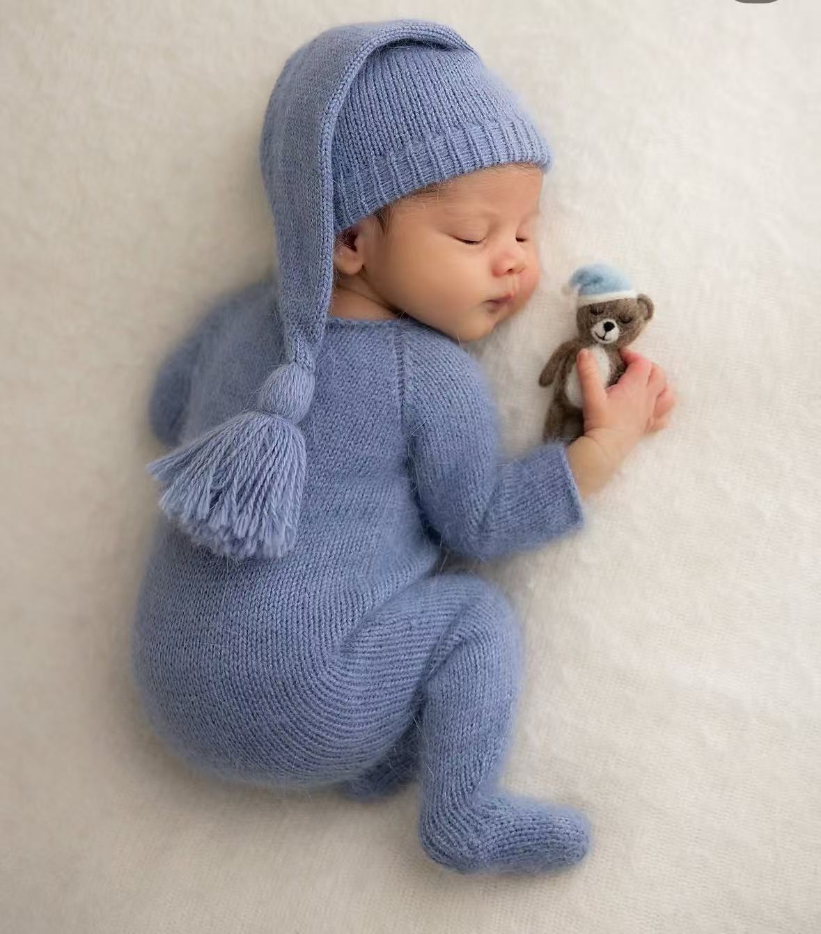 طقم رومبر وقبعة محبوكة للأطفال - مراجعة Infant Photography Props Outfit وسعره