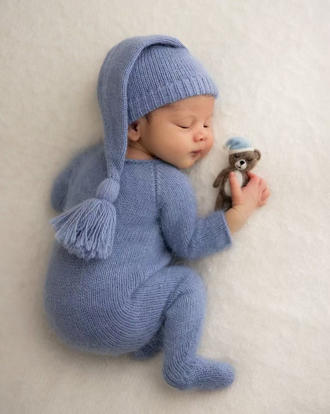 طقم رومبر وقبعة محبوكة للأطفال - مراجعة Infant Photography Props Outfit وسعره